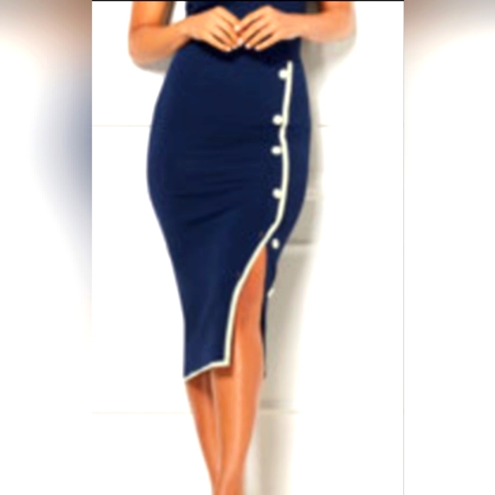 EVA MENDES Sweater Skirt Navy Blue Size Xl